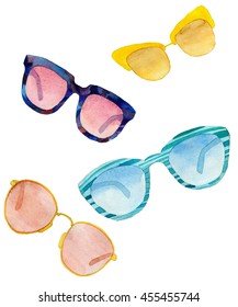 Set Of Watercolor Sunglasses