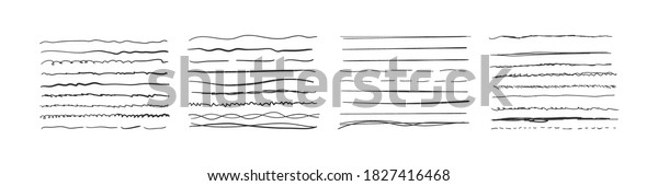Set of wavy horizontal lines.\
Marker hand drawn line border set and scribble design elements. Set\
of art brushes for pen. Hand drawn grunge brush strokes.\
