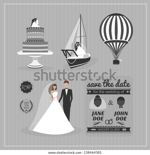 Set of wedding design\
elements