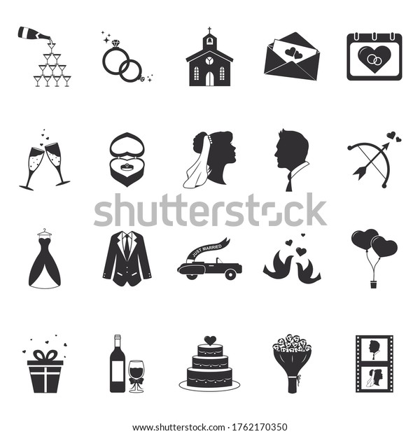 Set of wedding icons. Illustration decorative\
background design
