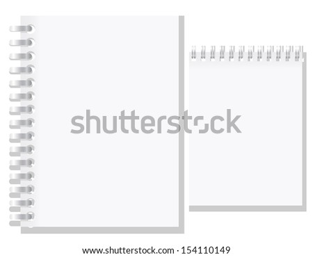 set of white blank notebook illustration isolated on background