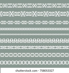 Set of white borders isolated on a gray background