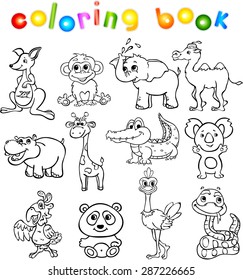 Set Wild Animals Third Children Coloring Stock Vector (Royalty Free ...