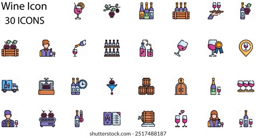 Set of Wine icons. Line art style icons bundle. vector illustration - Powered by Shutterstock