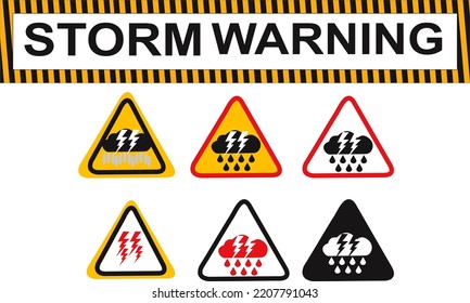 Set Of Winter Storm Warning Danger Signs, Alert Message. Illustration For Electronic And Print Media, Banner And Poster.