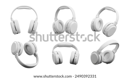 Set of wireless headset from different angles, clipping path