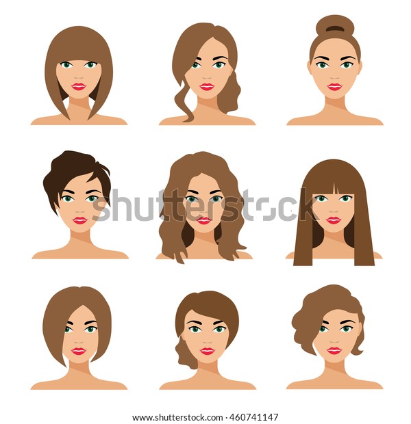 Set Woman Hair Styling Flat Illustration Stock Illustration 460741147