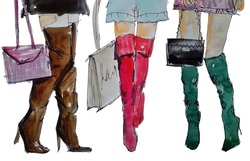 Set Women Legs, Jackboots, Heels, Watercolor Fashion Sketch