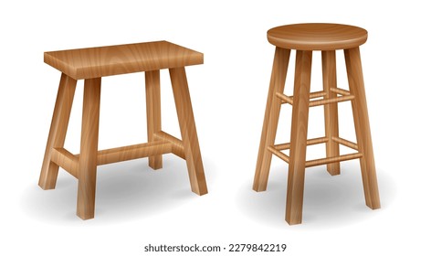 set of wooden chair furniture detailed isolated - 3d illustration - Shutterstock ID 2279842219