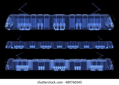 Set of x-ray trams isolated. 3d render