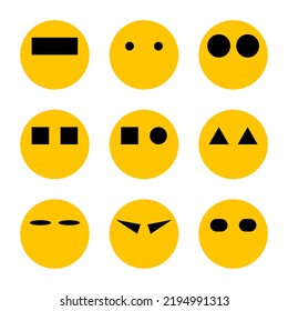 Set Of Yellow Emojis With Many Emotions And Themes.