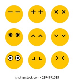 Set Of Yellow Emojis With Many Emotions And Themes.