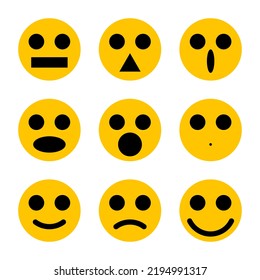 Set Of Yellow Emojis With Many Emotions And Themes.