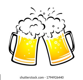 Two Hand Drawn Clinking Beer Mugs Stock Vector (Royalty Free ...