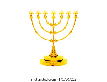 Seven branched candlestick or Menorah of the Bible sanctuary 3d rendering religious illustration 3 of 6
