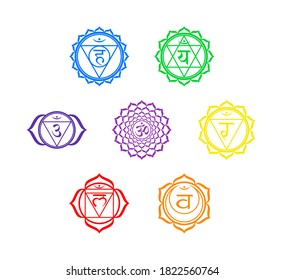 Seven Chakra Symbols Design Illustration On Stock Illustration ...