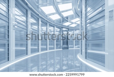Sever racks and data center, big data and cloud computing concept, 3d rendering. Digital drawing.