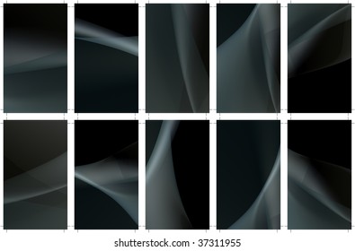 Several empty 2x3.5 inch or 5x9 mm business card templates with abstract backgrounds and copy-space at 300 dpi