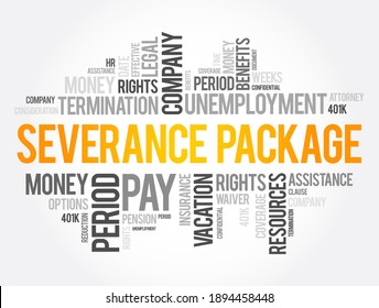 Severance package word cloud collage, social concept background