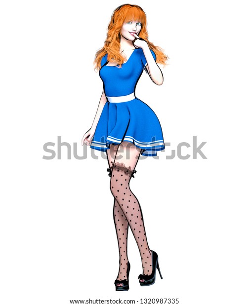 sexy anime 3d doll japanese anime stock illustration 1320987335