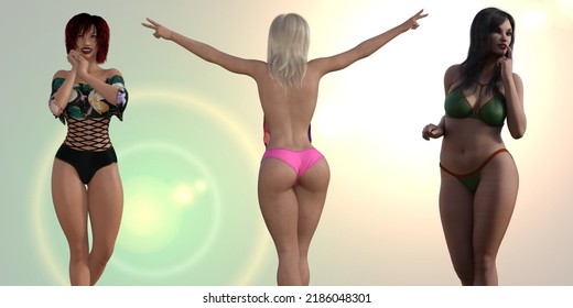 Sexy Bikini Woman Wallpaper 3d Picture