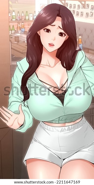 Sexy Brown Haired Anime Girl Wearing Stock Illustration 2211647169 Shutterstock 0096