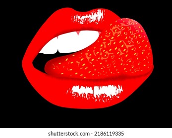 Sexy Lips With A Strawberry Tongue