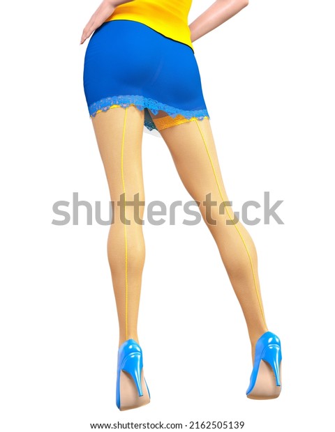 Sexy Long Secretary Legs Mini Skirt Stock Illustration 2162505139