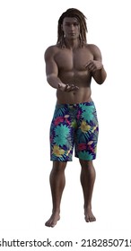 Sexy Man Swiming Undies 3D Illustration