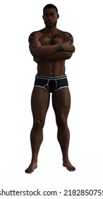 Sexy Man Swiming Undies 3D Illustration