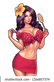 A Sexy Pinup Girl Holding A Lollipop 