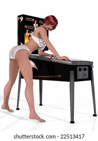 Sexy Woman Posing On A Pinball