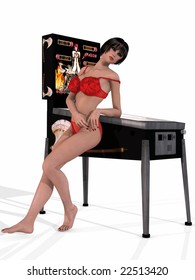 Sexy Woman Posing On A Pinball