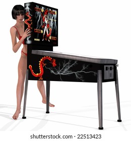 Sexy Woman Posing On A Pinball