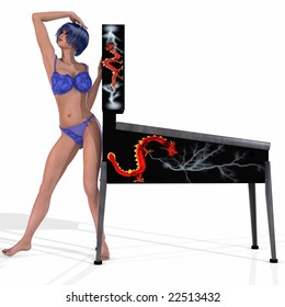 Sexy Woman Posing On A Pinball