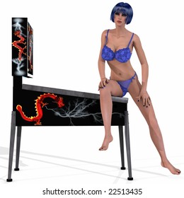 Sexy Woman Posing On A Pinball