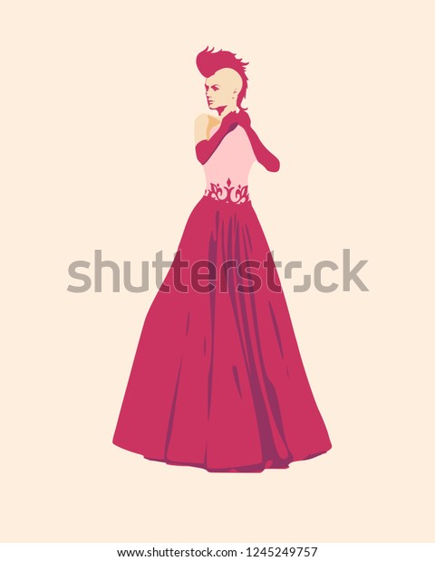 Sexy Woman Silhouette Red Evening Dress Stock Illustration 1245249757