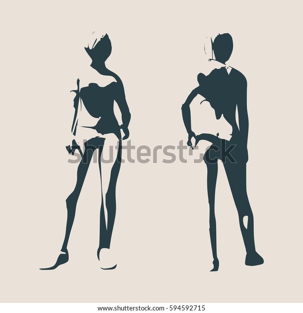 Sexy Woman Silhouettes Sport Wear Short Stock Illustration 594592715