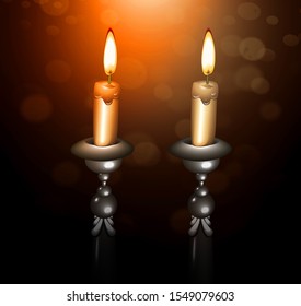 Shabbat Candles With Illuminating Light