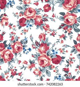 Shabby Chic Or Granny Chic Vintage Chintz Roses In A Seamlessly Repeating Pattern, Raster Version