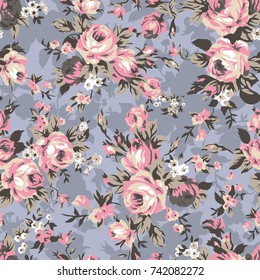 Shabby Chic Or Granny Chic Vintage Chintz Roses In A Seamlessly Repeating Pattern, Raster Version