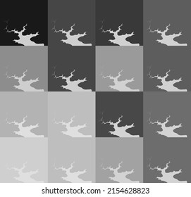 Shades Of Grey With Simple Tree Silhouette Repeating Design