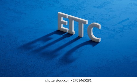 shadow of 3d charcaters with EITC business word.close up of shadow of 3d charcaters,Business Concept.3D rendering.