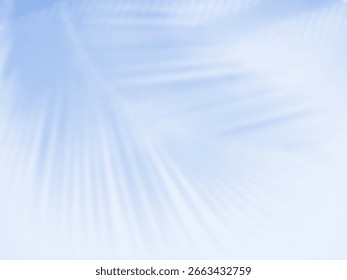 Shadow palm leaf summer background overlay indigo color template mockup pastel minimal for presentation product cosmetic aesthetic beauty, poster backdrop artistic marketing, sunshine nature room.