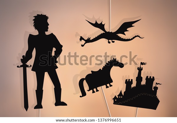 Shadow Puppets Valiant Knight Flying Dragon のイラスト素材