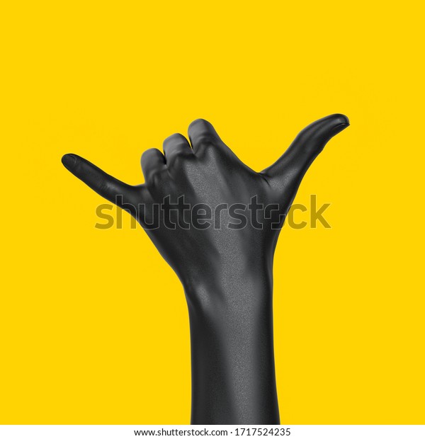 釈迦の手のしぐさ ブラックサーフィンのサイン 3dイラスト アロハ指マネキンアーム のイラスト素材