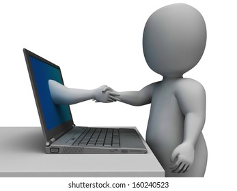 Shaking Hands Through Computer Shows Online Deal Contract