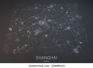 Shanghai Map, Satellite View, Section 3d, China