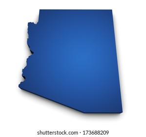 Shape 3d Of Arizona State Map Colored In Blue And Isolated On White Background.