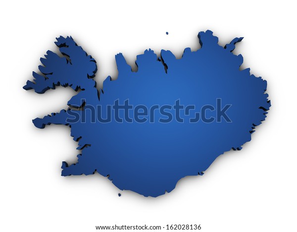 Shape 3d Iceland Map Colored Blue Stock Illustration 162028136